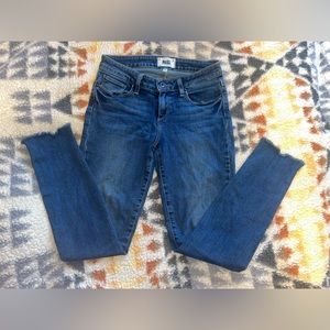 PAIGE Denim Skinny’s with Distressed bottoms - Size 26